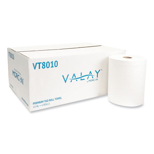 Image of Morcon Tissue 10 Inch TAD Roll Towels, 1-Ply, 10" x 700 ft, White, 6 Rolls/Carton