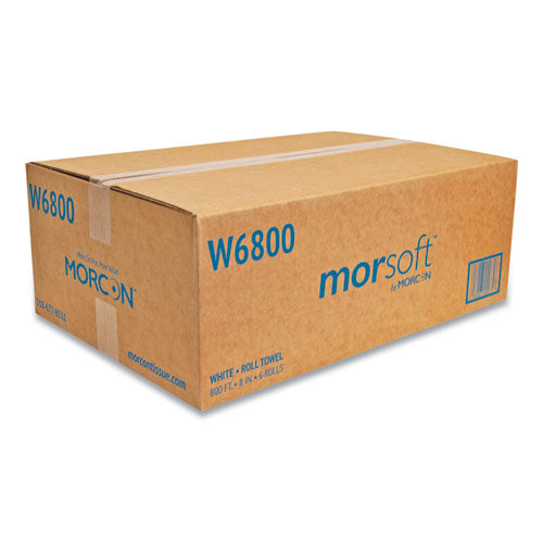 Image of Morcon Tissue Morsoft Universal Roll Towels, 1-Ply, 8" x 800 ft, White, 6 Rolls/Carton