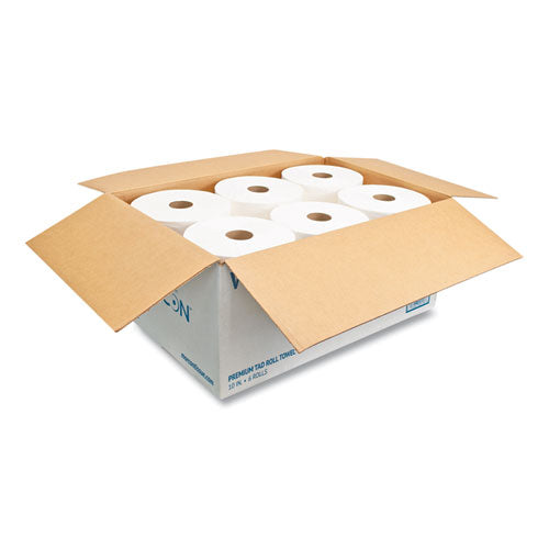 Image of Morcon Tissue 10 Inch TAD Roll Towels, 1-Ply, 10" x 700 ft, White, 6 Rolls/Carton