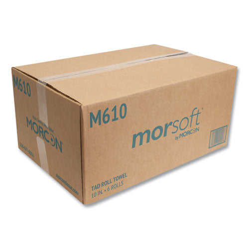 Image of Morcon Tissue 10 Inch TAD Roll Towels, 1-Ply, 10" x 500 ft, White, 6 Rolls/Carton