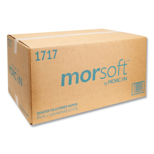 Image of Morcon Tissue Morsoft Dinner Napkins, 1-Ply, 16 x 16, White, 250/Pack, 12 Packs/Carton