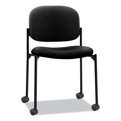 Image of HON® VL606 Stacking Guest Chair without Arms, Fabric Upholstery, 21.25" x 21" x 32.75", Black Seat, Black Back, Black Base
