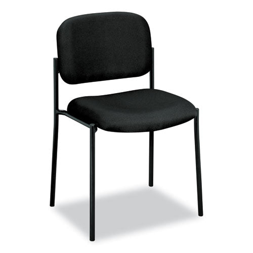 Image of HON® VL606 Stacking Guest Chair without Arms, Fabric Upholstery, 21.25" x 21" x 32.75", Black Seat, Black Back, Black Base