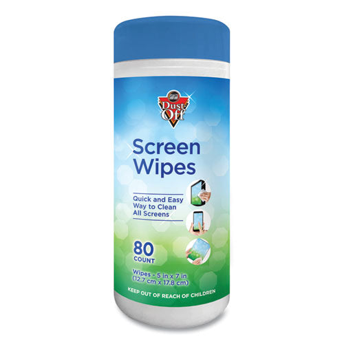Image of Dust-Off® Premoistened Monitor Cleaning Wipes, Cloth, 5 x 7, Citrus, White, 80/Tub