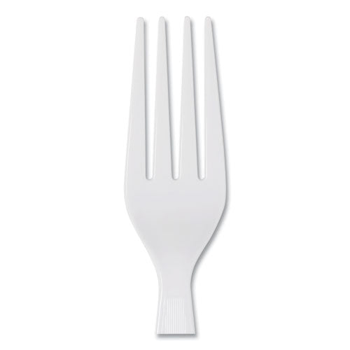 Image of Dixie® Plastic Cutlery, Heavyweight Fork, White, 1,000/Carton