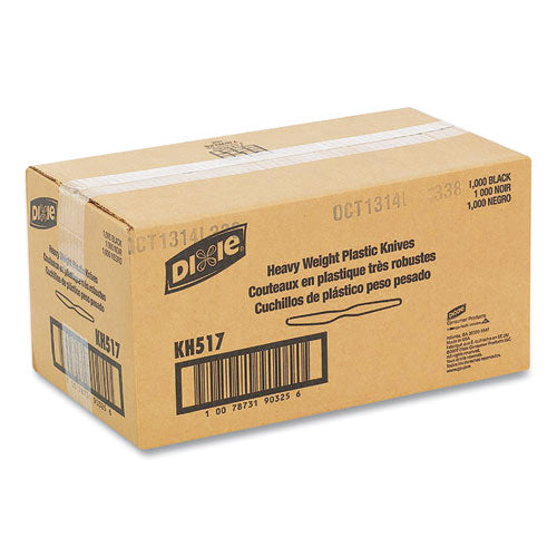 Image of Dixie® Plastic Cutlery, Heavyweight Knife, Black, 1,000/Carton