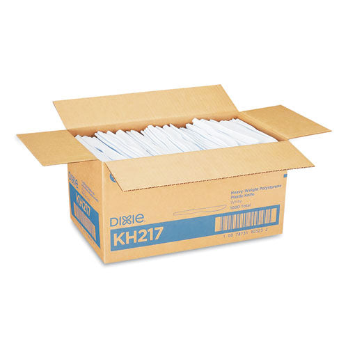 Image of Dixie® Plastic Cutlery, Heavyweight Knife, 7.5", White, 1,000/Carton