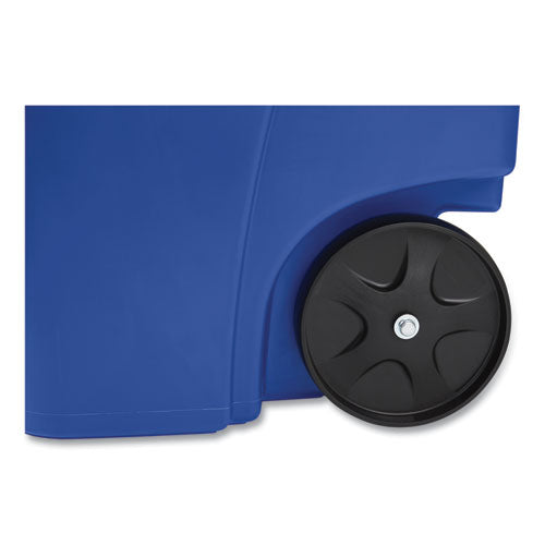 Image of Rubbermaid® Commercial Square Brute Recycling Rollout Container, 50 gal, Plastic, Blue