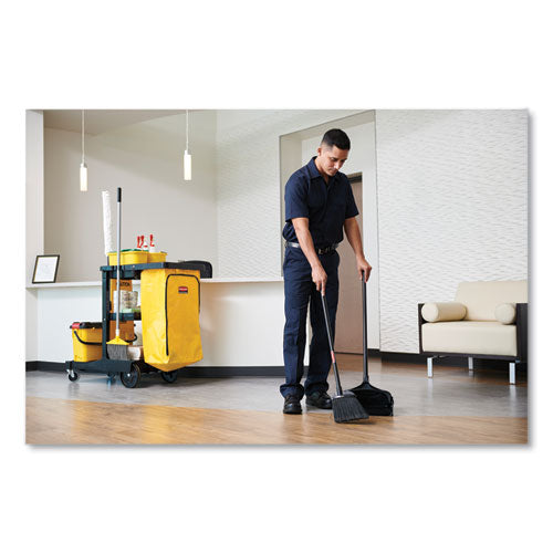 Image of Rubbermaid® Commercial Lobby Pro Upright Dustpan With Wheels, 12.5w X 37h, Polypropylene With Vinyl Coat, Black