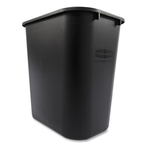Image of Rubbermaid® Commercial Deskside Plastic Wastebasket, 7 gal, Plastic, Black