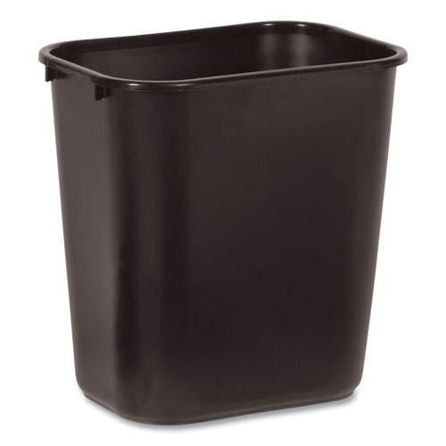 Image of Rubbermaid® Commercial Deskside Plastic Wastebasket, 7 gal, Plastic, Black