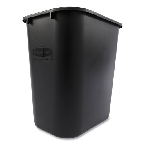 Image of Rubbermaid® Commercial Deskside Plastic Wastebasket, 7 gal, Plastic, Black