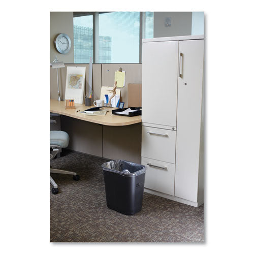 Image of Rubbermaid® Commercial Deskside Plastic Wastebasket, 7 gal, Plastic, Black