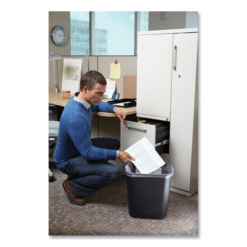 Image of Rubbermaid® Commercial Deskside Plastic Wastebasket, 7 gal, Plastic, Black