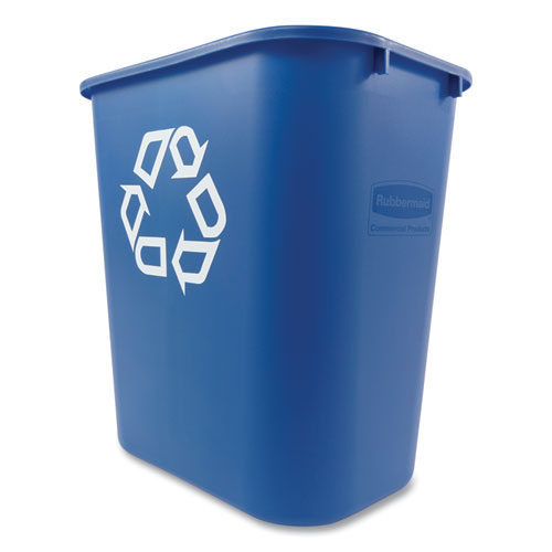 Image of Rubbermaid® Commercial Deskside Recycling Container, Medium, 28.13 qt, Plastic, Blue