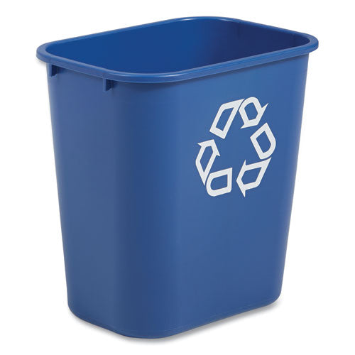 Image of Rubbermaid® Commercial Deskside Recycling Container, Medium, 28.13 qt, Plastic, Blue