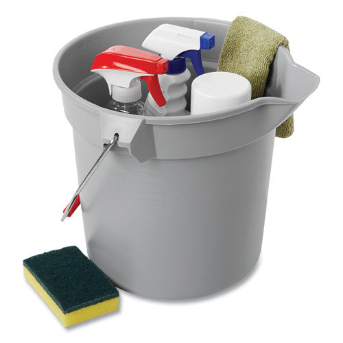 Image of Rubbermaid® Commercial 10 Quart Plastic Utility Pail, Plastic, Gray, 10.5" dia