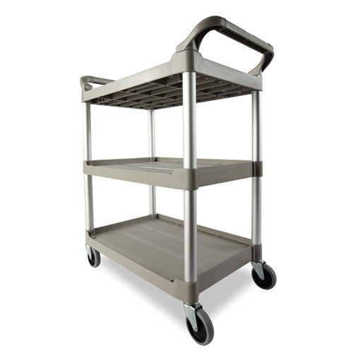 Image of Rubbermaid® Commercial Three-Shelf Service Cart, Plastic, 3 Shelves, 200 lb Capacity, 18.63" x 33.63" x 37.75", Off-White