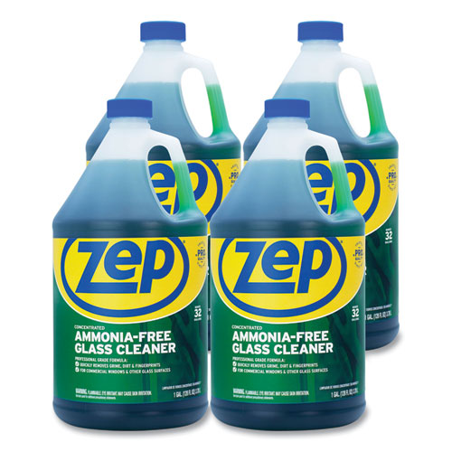 Image of Zep Commercial® Ammonia-Free Glass Cleaner, Pleasant Scent, 1 Gal Bottle, 4/carton