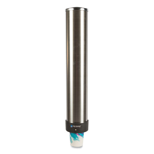 Image of San Jamar® Large Water Cup Dispenser With Removable Cap, For 12 Oz To 24 Oz Cups, Stainless Steel