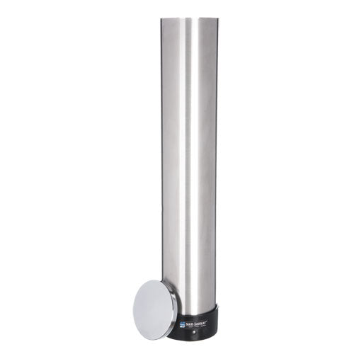 Image of San Jamar® Large Water Cup Dispenser With Removable Cap, For 12 Oz To 24 Oz Cups, Stainless Steel