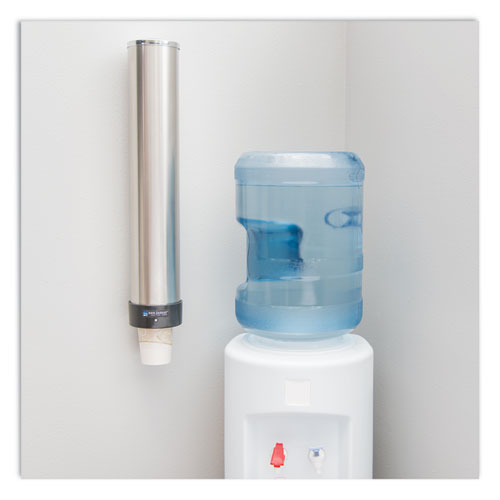 Image of San Jamar® Large Water Cup Dispenser With Removable Cap, For 12 Oz To 24 Oz Cups, Stainless Steel
