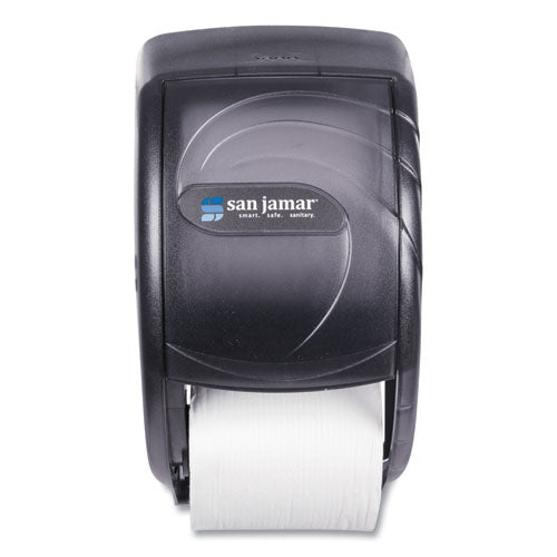 Image of San Jamar® Duett Standard Bath Tissue Dispenser, Oceans, 7.5 x 7 x 12.75, Transparent Black Pearl