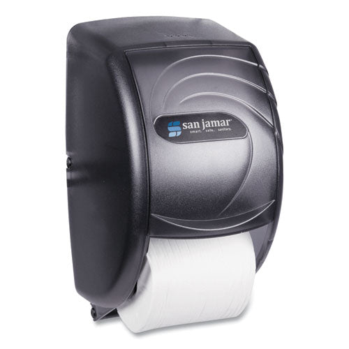 Image of San Jamar® Duett Standard Bath Tissue Dispenser, Oceans, 7.5 x 7 x 12.75, Transparent Black Pearl