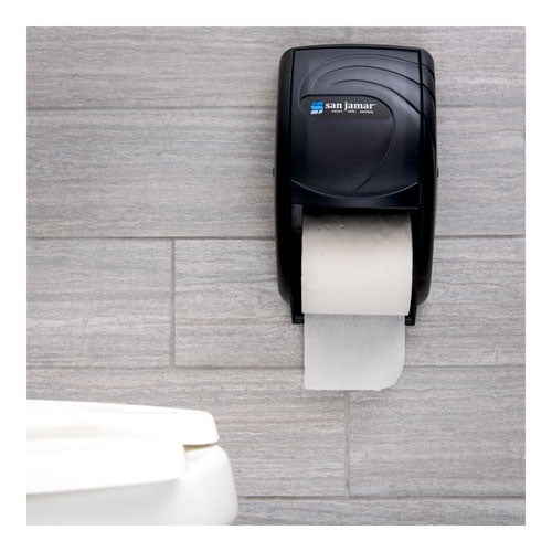 Image of San Jamar® Duett Standard Bath Tissue Dispenser, Oceans, 7.5 x 7 x 12.75, Transparent Black Pearl