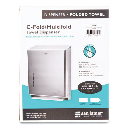 Image of San Jamar® C-Fold/multifold Towel Dispenser, 11.38 X 4 X 14.75, Chrome