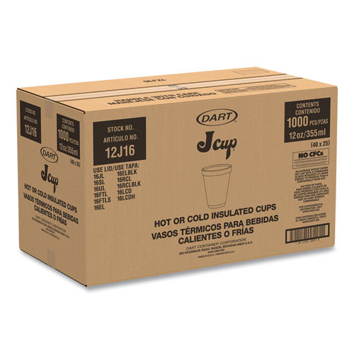 Image of Dart® Foam Drink Cups, 12 oz, Squat, White, 1,000/Carton