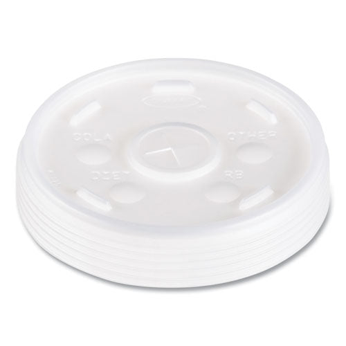 Image of Dart® Plastic Lids, Straw-Slot Lid, Fits 12 oz to 24 oz Hot/Cold Foam Cups, Translucent, 100/Pack, 10 Packs/Carton