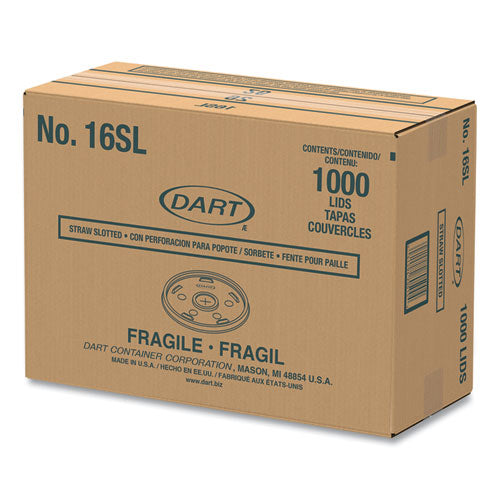 Image of Dart® Plastic Lids, Straw-Slot Lid, Fits 12 oz to 24 oz Hot/Cold Foam Cups, Translucent, 100/Pack, 10 Packs/Carton