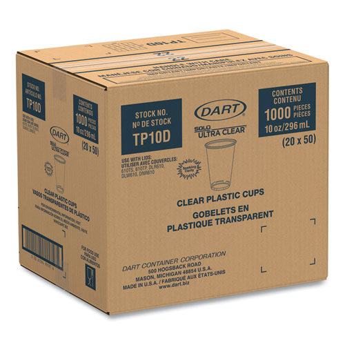 Image of SOLO® Ultra Clear PET Cups, Tall, 10 oz, Plastic, 50/Bag, 20 Bags/Carton
