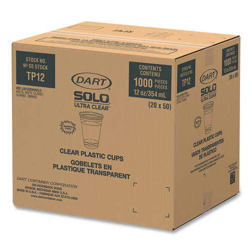 Image of SOLO® Ultra Clear PET Cups, Practical Fill, 12 oz to 14 oz, Plastic, 50/Bag, 20 Bags/Carton