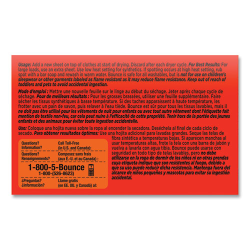 Image of Bounce® Fabric Softener Sheets, Outdoor Fresh, 2/box, 156 Boxes/carton