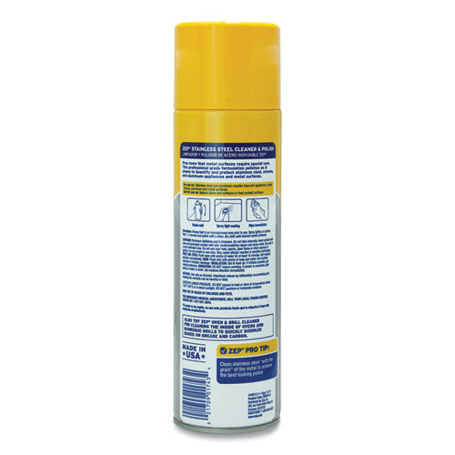 Image of Zep Commercial® Stainless Steel Polish, 14 Oz Aerosol Spray, 12/carton