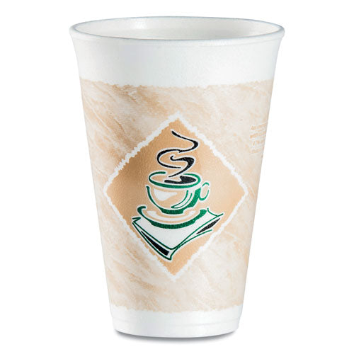 Image of Dart® Cafe G Foam Hot/cold Cups, 16 Oz, Brown/green/white, 1,000/carton