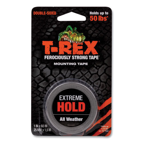 Image of T-REX® Extreme Hold Mounting Tape, 1.5" Core, 1" X 1.66 Yds, Black