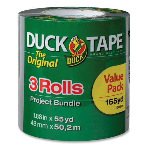 Image of Duck® Utility Duct Tape, 3" Core, 1.88" X 55 Yds, Silver, 3/pack