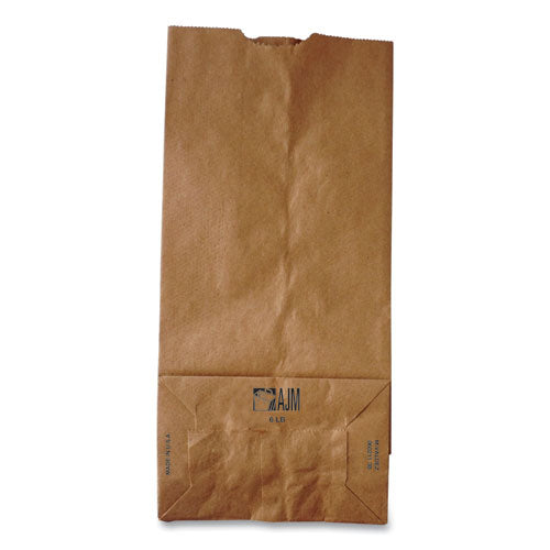 Image of Ross & Wallace Paper Products Grocery Paper Bags, #6 Size, 5.88" x 3.63" x 11", Natural, 500/Bundle