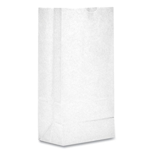 Image of Ross & Wallace Paper Products Grocery Paper Bags, #2 Size, 4.13" x 2.63" x 7.88", White, 500/Bundle