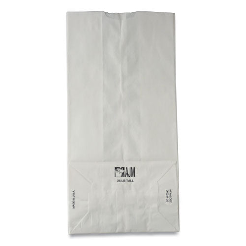 Image of Ross & Wallace Paper Products Grocery Paper Bags, #2 Size, 4.13" x 2.63" x 7.88", White, 500/Bundle