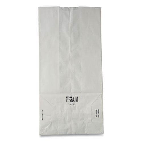 Image of Ross & Wallace Paper Products Grocery Paper Bags, #8 Size, 6" x 3.88" x 12.5", White, 500/Bundle