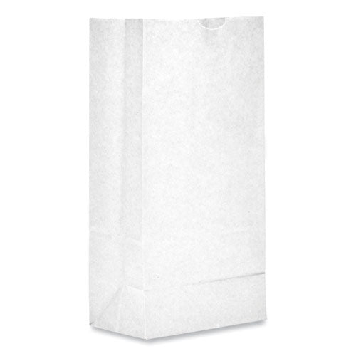 Image of Ross & Wallace Paper Products Grocery Paper Bags, #10 Size, 7" x 4.38" x 13.75", White, 500/Bundle