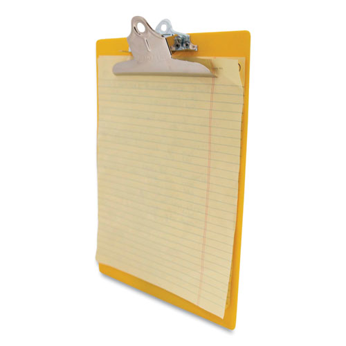 Image of Saunders Recycled Plastic Clipboard with Ruler Edge, 1" Clip Capacity, Holds 8.5 x 11 Sheets, Yellow