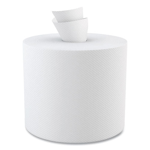 Image of Boardwalk® Center-Pull Hand Towels, 2-Ply, Perforated, 7.5 x 9, White, 600/Roll, 6 Rolls/Carton