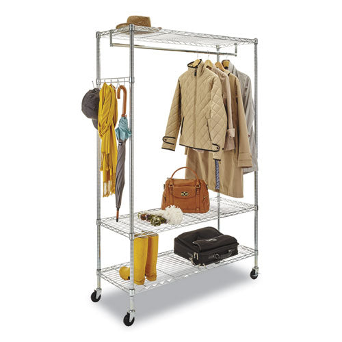 Image of Alera® Wire Shelving Garment Rack, 40 Garments, 48w X 18d X 75h, Silver