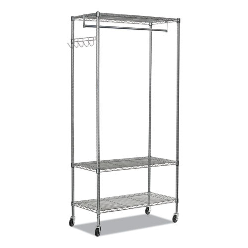 Image of Alera® Wire Shelving Garment Rack, 40 Garments, 48w X 18d X 75h, Silver