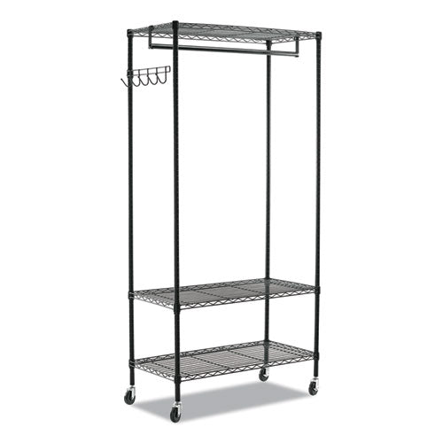 Image of Alera® Wire Shelving Garment Rack, 40 Garments, 48w X 18d X 75h, Black
